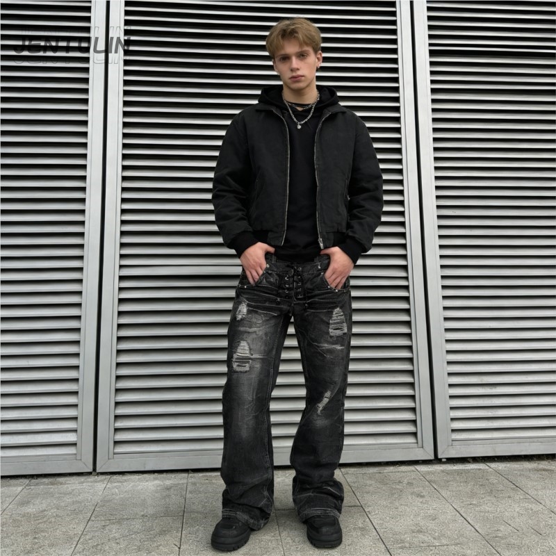 Men'S Fashion Jeans And Boots - Calças Jeans Retrô Y2K com Efeito