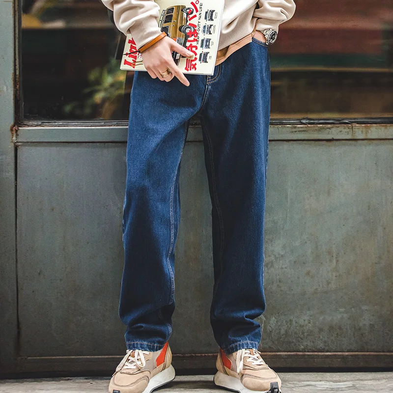 Men'S Fashion With Baggy Jeans - Maden Washed Denim Jeans, calças retas