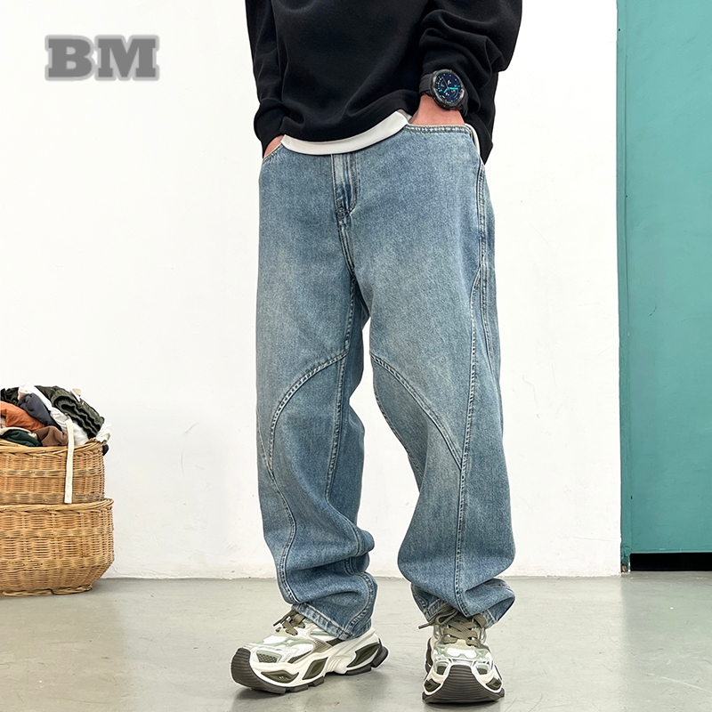 Men'S Fashion With Baggy Jeans - Americano streetwear luz azul baggy jeans