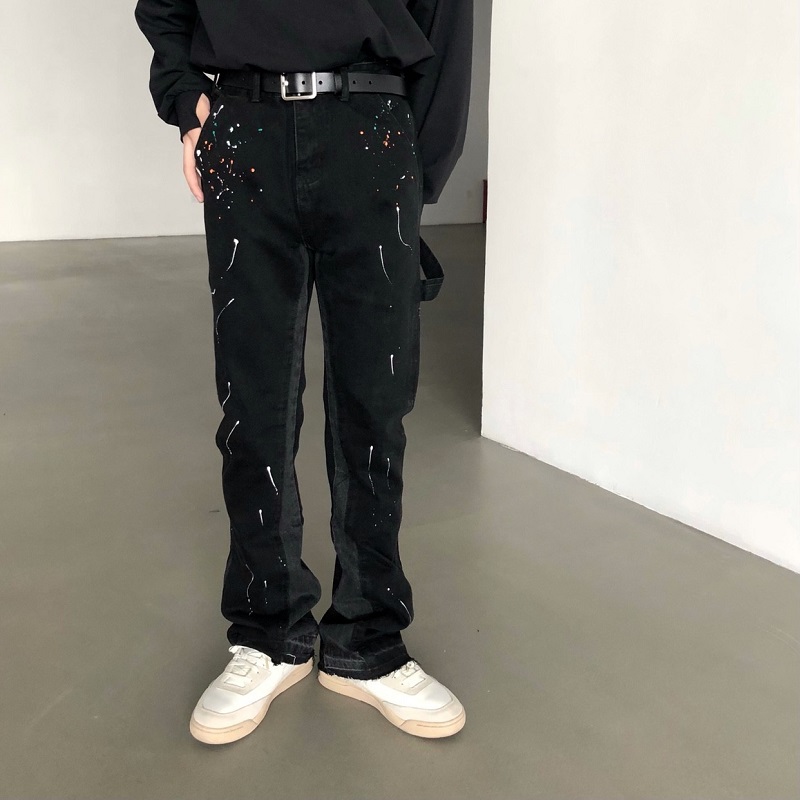 Men'S Fashion Jeans And Boots - 2025 novo graffiti respingo tinta destruição