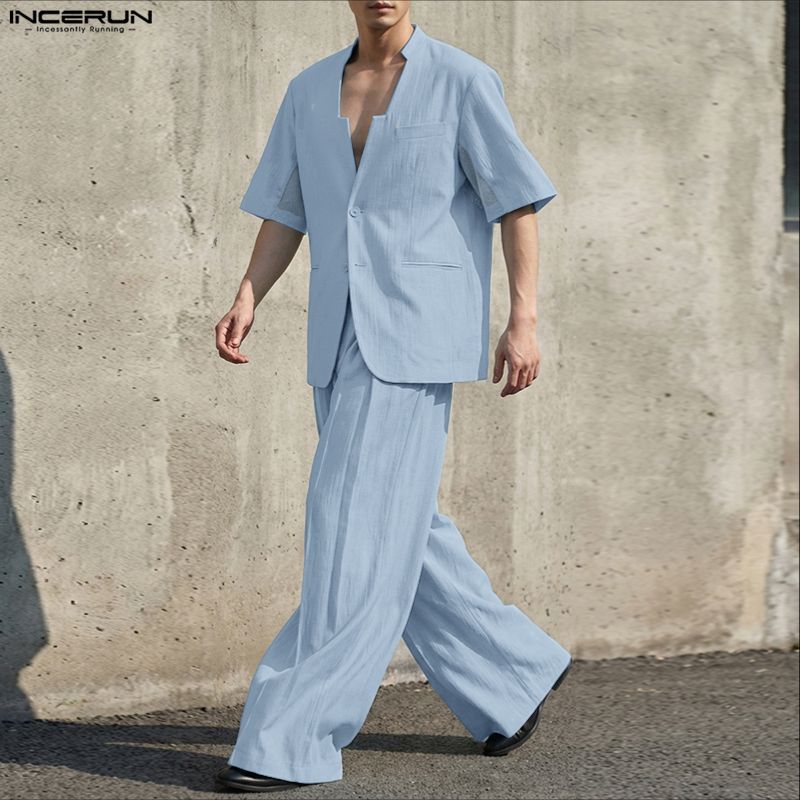 Men'S Fashion Loose Pants - Conjuntos Masculinos INCERUN: Blazer e Calça