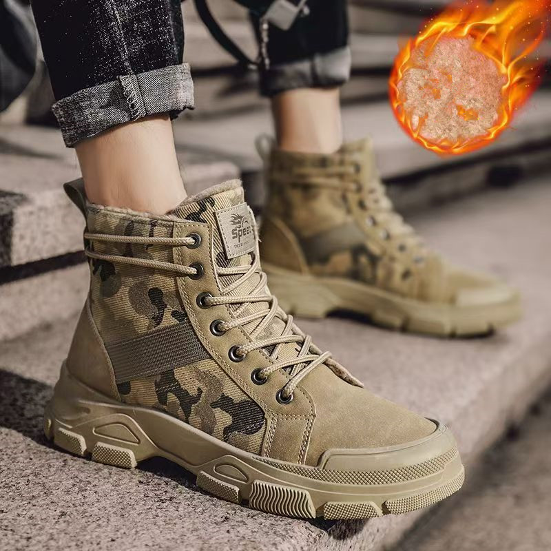 Men'S Fashion Jeans And Boots - 2025 inverno camuflagem isolado botas masculinas