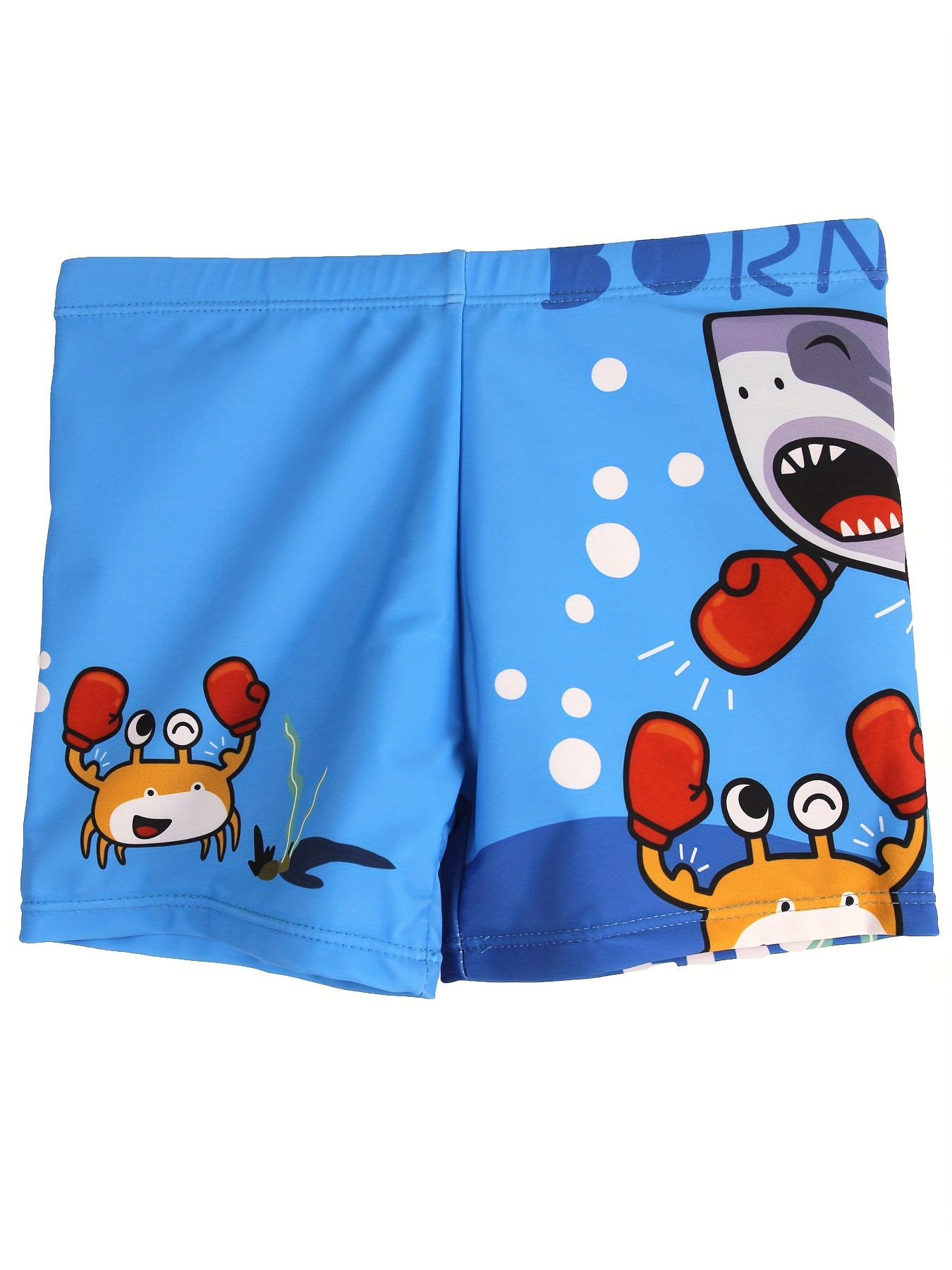 Swim Trunk Shorts - Desenhos animados Boxe Caranguejo e Tubarão
