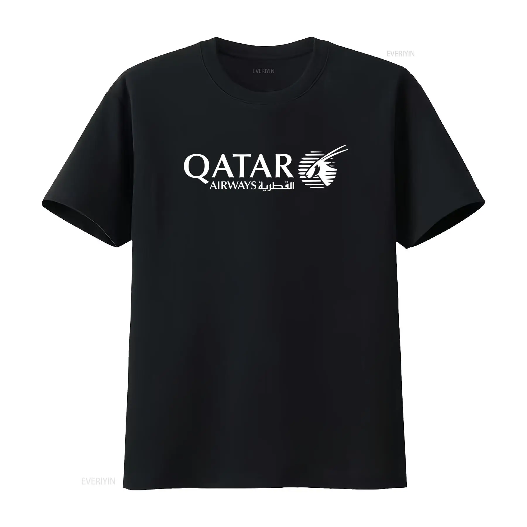 Men'S Fashion Qatar - Camiseta masculina azul marinho com logotipo