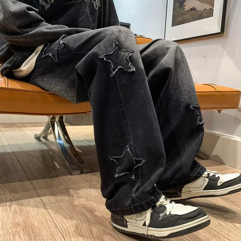 Nova estrela masculina bordada - Men'S Fashion With Baggy Jeans avaliação e preço