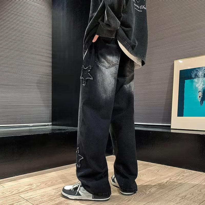 Nova estrela masculina bordada - Men'S Fashion With Baggy Jeans avaliação e preço