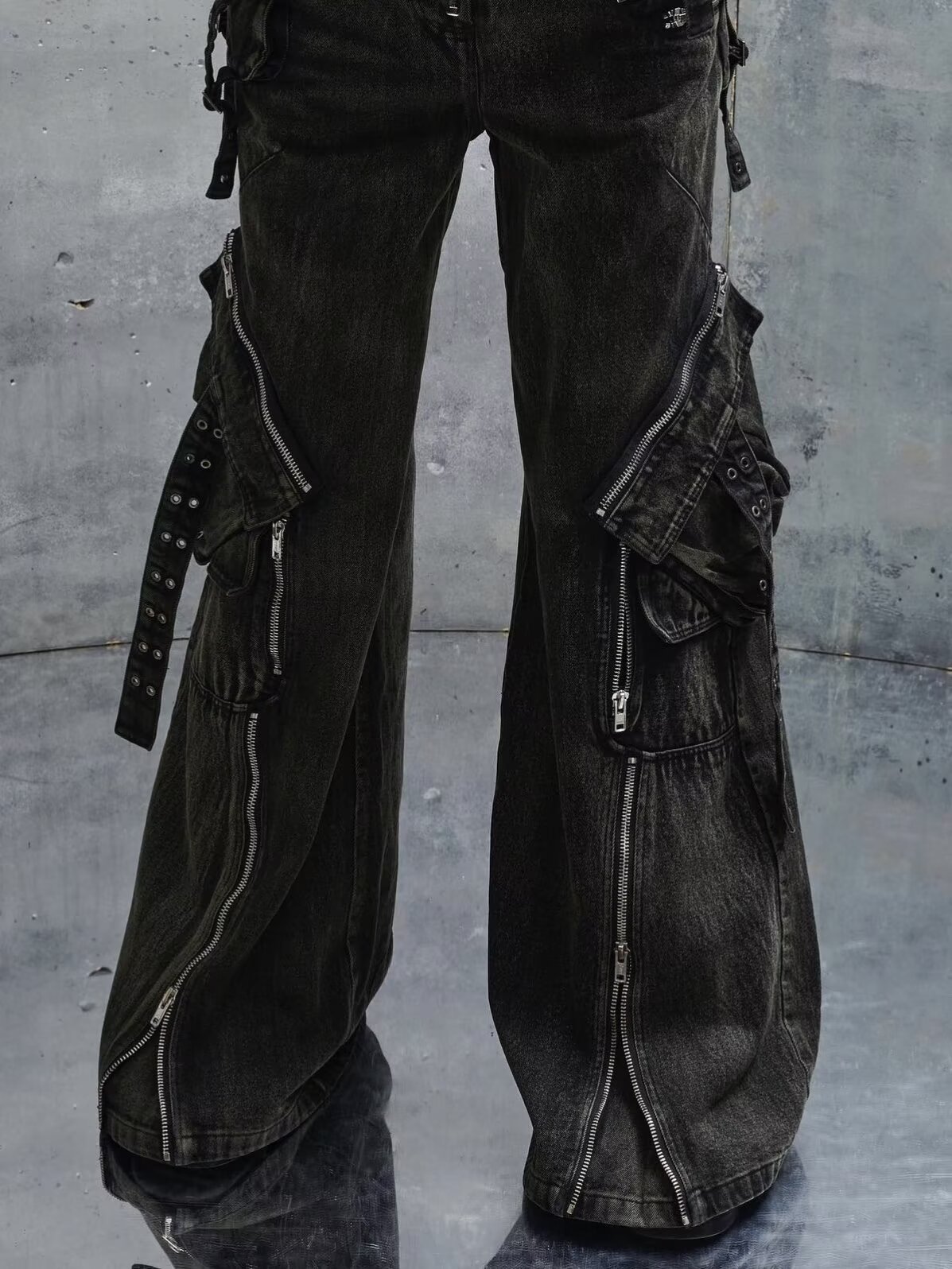 Y2k preto gótico punk multi-bo - Men'S Fashion With Baggy Jeans avaliação e preço
