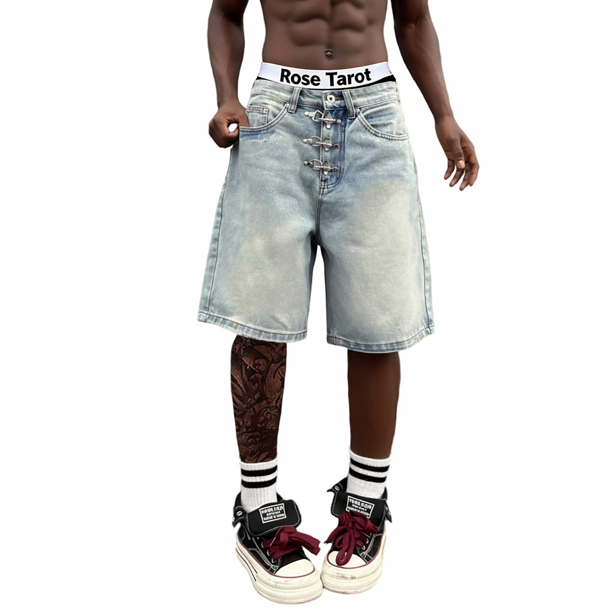 Calças Jeans Curtas com Fivela - Men'S Fashion With Baggy Jeans avaliação e preço