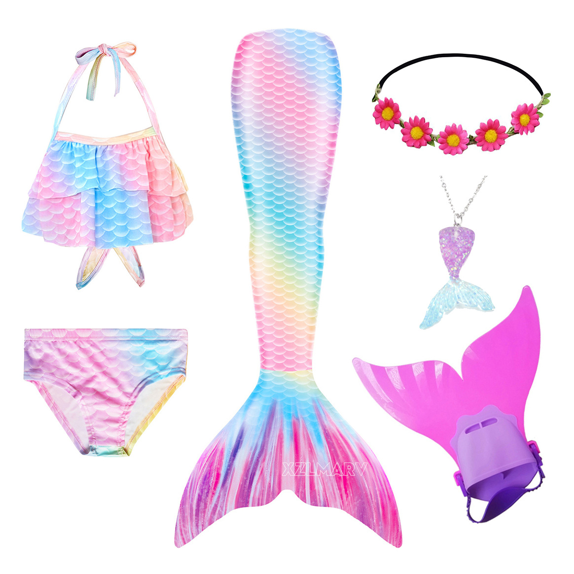 Meninas natação sereia cauda m - Swim Trunk Shorts avaliação e preço
