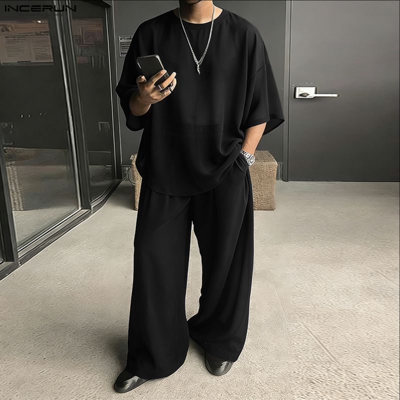 Conjuntos Masculinos INCERUN,  - Men'S Fashion Loose Pants avaliação e preço