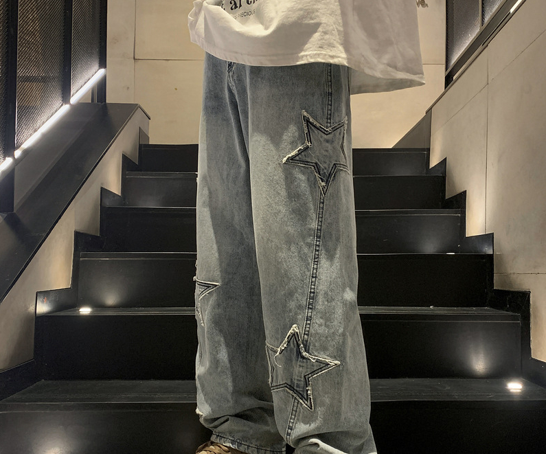 Nova moda estrela de cinco pon - Men'S Fashion With Baggy Jeans avaliação e preço