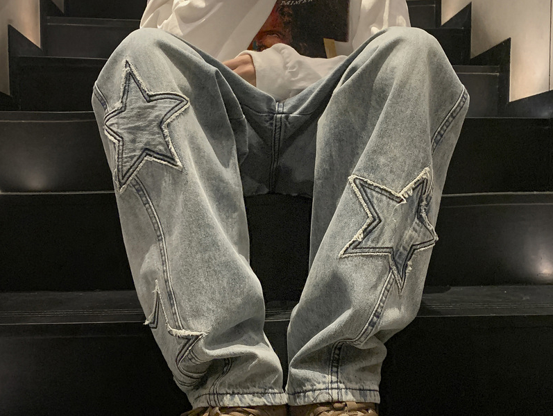 Nova moda estrela de cinco pon - Men'S Fashion With Baggy Jeans avaliação e preço