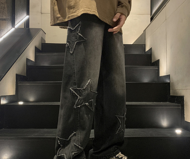 Nova moda estrela de cinco pon - Men'S Fashion With Baggy Jeans avaliação e preço