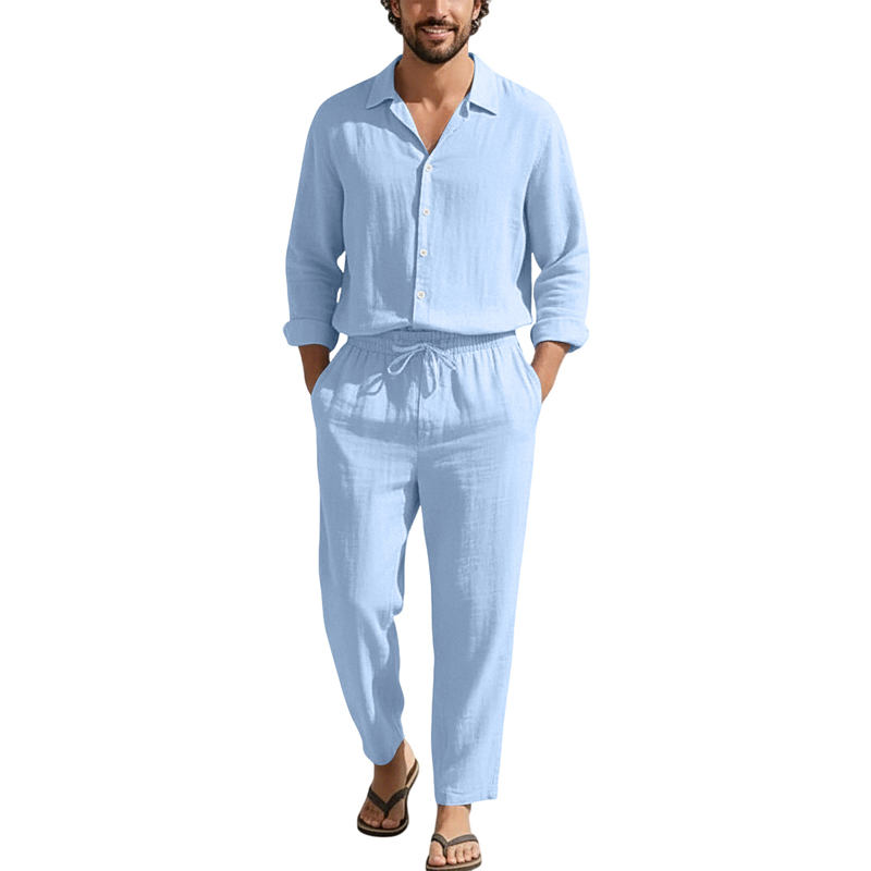 Conjuntos Casuais de Linho Pri - Men'S Fashion Loose Pants avaliação e preço